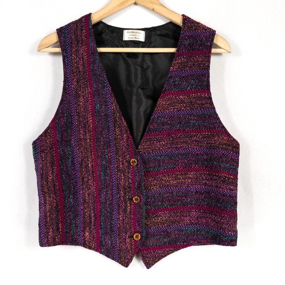 ilLOOMinations Danni Webb Vest Women Sz S/M Handwoven Multicolor Button Up Lined - Picture 1 of 9